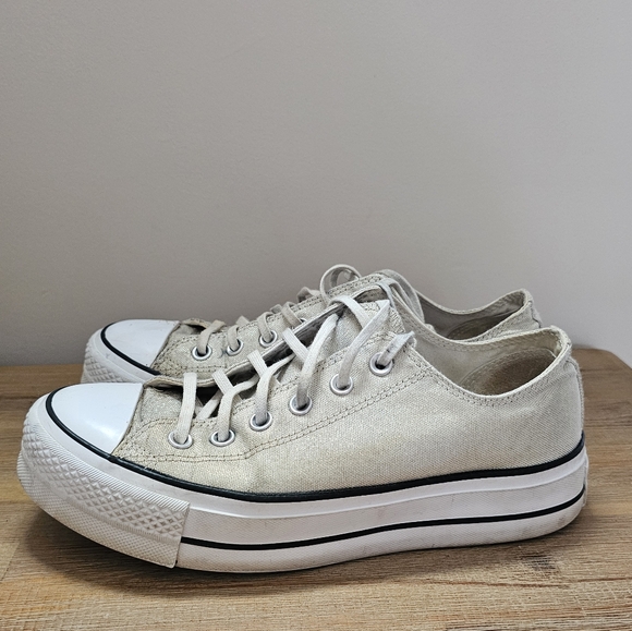 Converse Women's Gold Shimmer Canvas Sneakers, Shoes - Picture 6 of 10